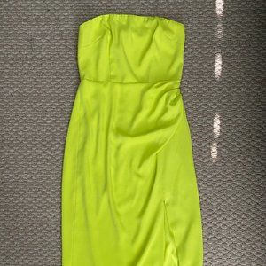 CUSHNIE Highlighter Green Strapless Dress